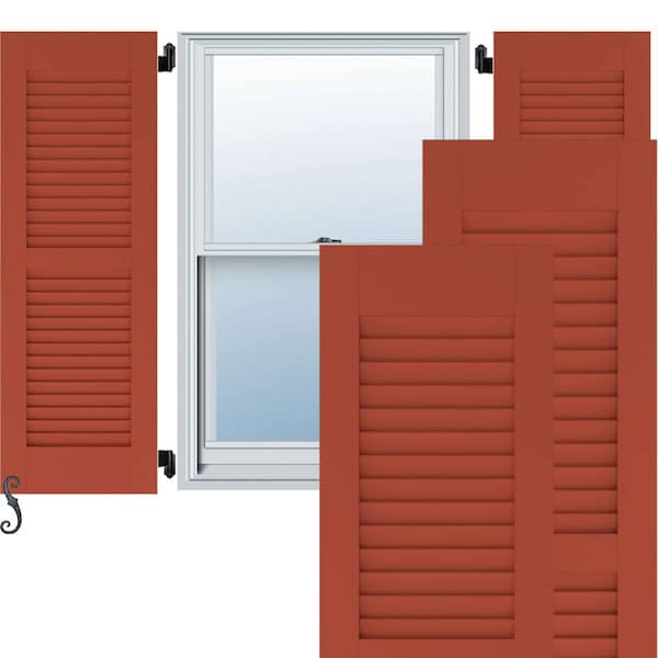 Ekena Millwork 18W x 84H Americraft Two Equal Louver Exterior Real Wood Shutters, Colorful Leaves, PR RW101LV18X84CLH - main